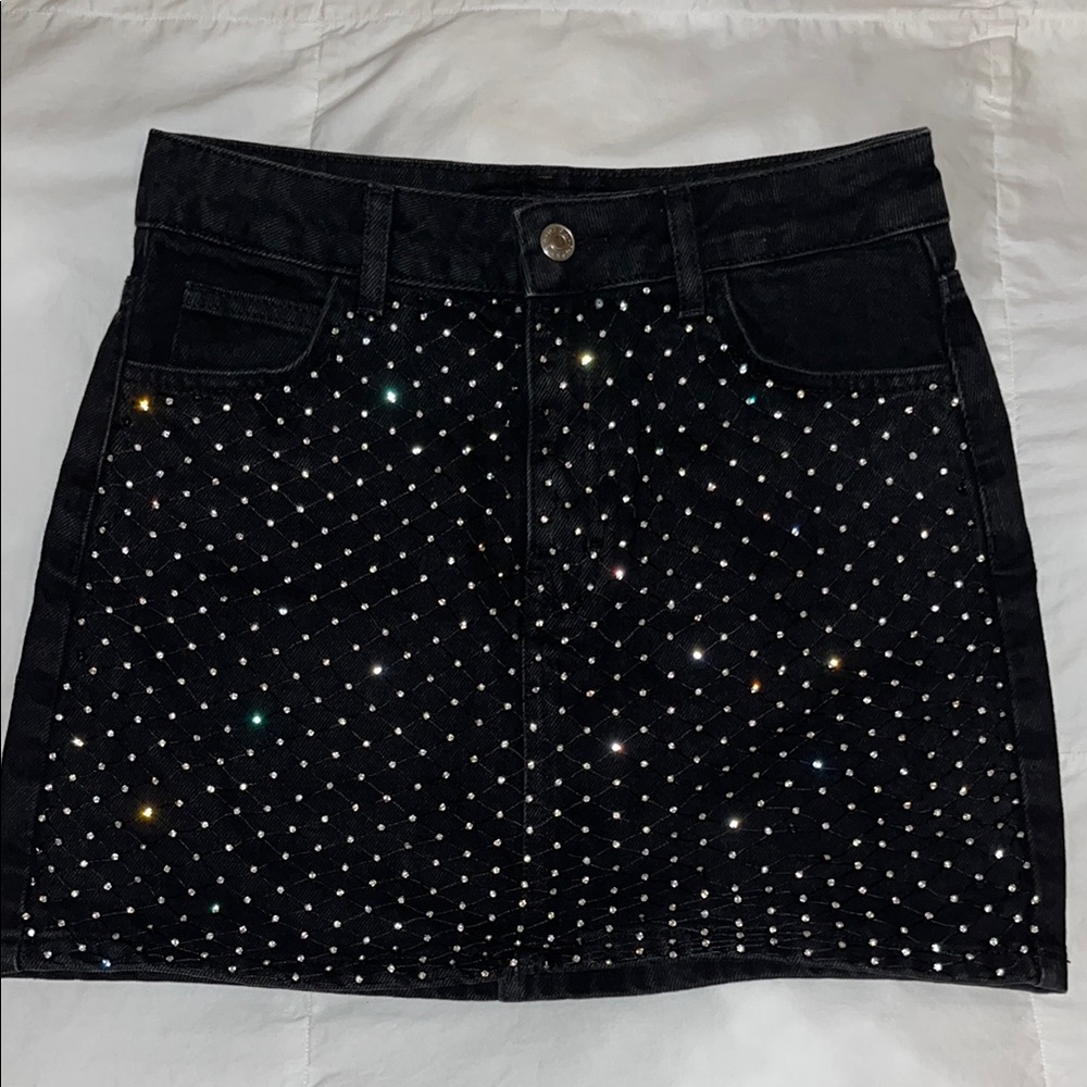 Topshop Black Sequin Mini Skirt